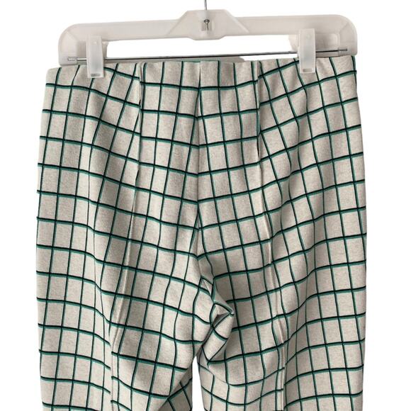 Anthropologie The Essential Cropped Flare Pants Green Cream Plaid size small - Picture 6 of 9